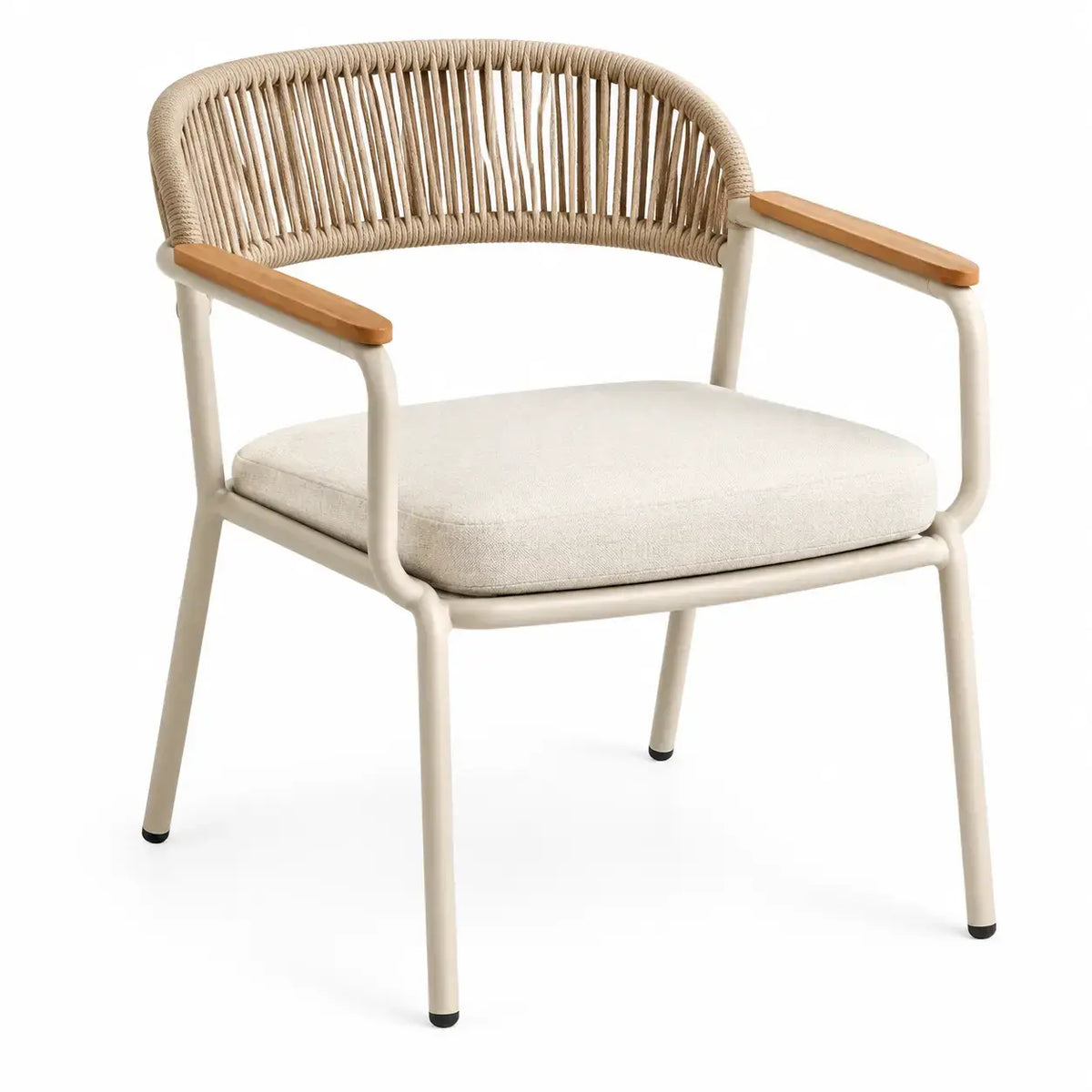 Beige and gray woven detail chair from FriezeandFrame with intricate entranced design and modern style.