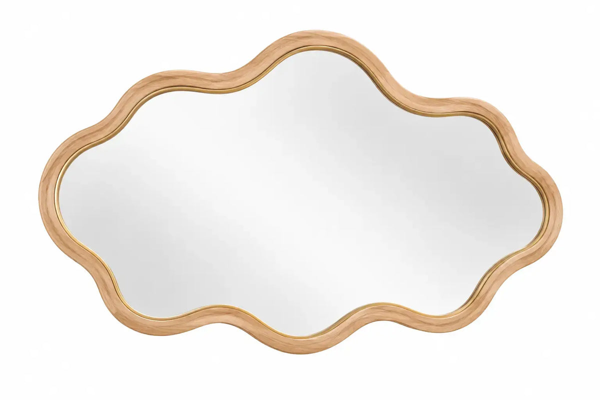 Organic contour decorative mirror in warm brown by friezeandframe, featuring a sleek, modern design for stylish home decor.