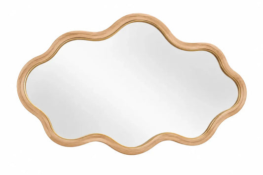 Organic contour decorative mirror in warm brown by friezeandframe, featuring a sleek, modern design for stylish home decor.